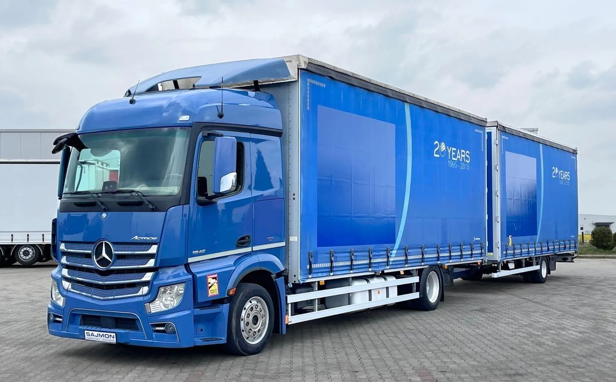 Купить грузовик штору Mercedes-Benz ACTROS 1842 / ZESTAW TANDEM 120 M3 /  PRZEJAZDOWY / 7,75 M + 7,75 Польша Świebodzice, GD39908